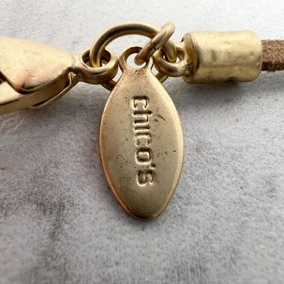 Chico's Brown Cord Gold Colorful Beaded Pendant Boho Necklace ✨ - Picture 9 of 9